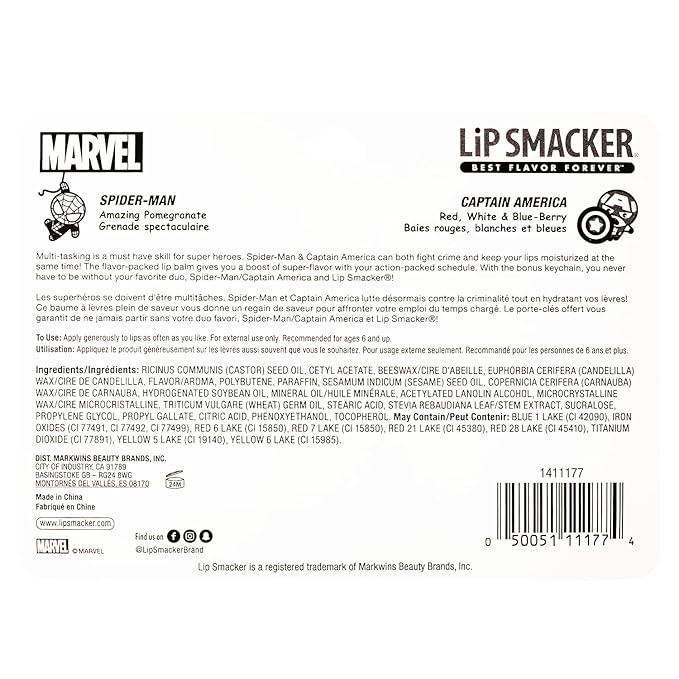Lip Smacker Marvel, keychain, lip balm for kids - Spiderman & Captain America-Velvo Beauty