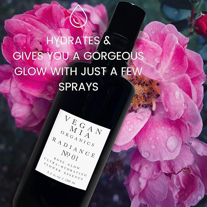 Organics - Radiance, Ultra-Hydrating Rose Water Spray for Face and Neck, Face Mist with Organic Rose Flower Essence, Facial Mist for All Skin Types, Hydrates Dry and Dull Skin, 3.4 fl oz-Velvo Beauty