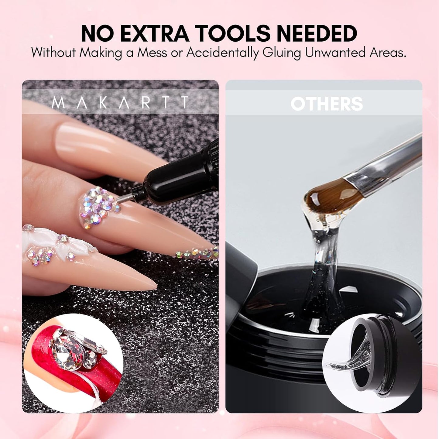 Makartt AB Rhinestones Gel Nail Glue for Gems, 8ML with Half-Round Pearl & Rhinestone Picker Tweezers, Strong Adhesive for Nail Gems, Diamond Art & Nail Charms Decoration-Velvo Beauty