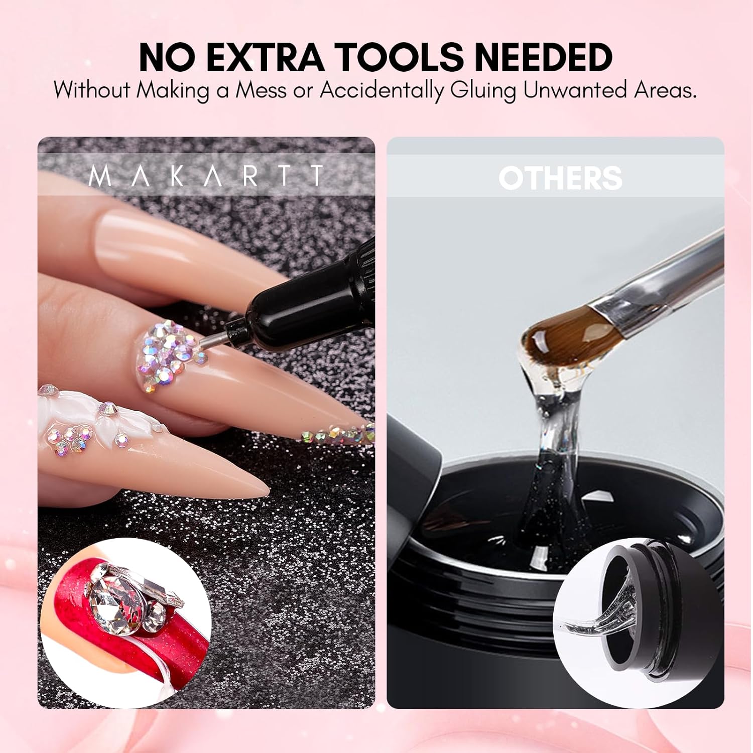 Makartt AB Rhinestones Gel Nail Glue for Gems, 8ML with Half-Round Pearl & Rhinestone Picker Tweezers, Strong Adhesive for Nail Gems, Diamond Art & Nail Charms Decoration-Velvo Beauty