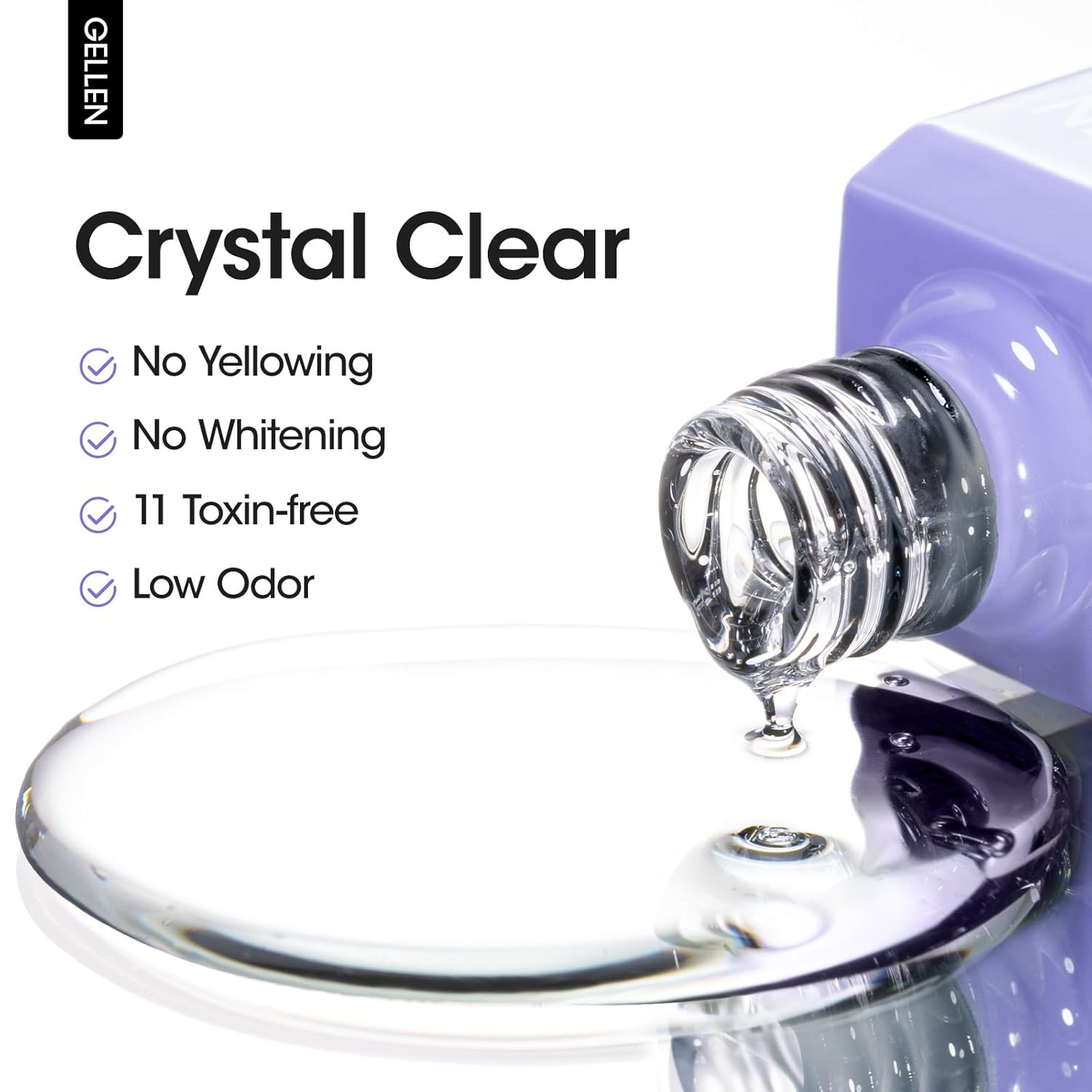 GELLEN No Wipe Gel Top Coat, 18ml Tempered Scratch Resistant Clear Nail Polish Finish, Soak Off UV Lamp Top Gel, High Gloss Shiny & Long Lasting Top Coat for Starter Nail Salon Art DIY Manicure-Velvo Beauty