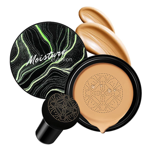 Mushroom Head Air Cushion CC Cream - BB Cream Face Makeup for Mature Skin, Moisturizing Cover Balm Foundation & Long-Lasting Color Correcting Concealer, Even Skin Tone for All Skin Types (Buff Beige)-Velvo Beauty