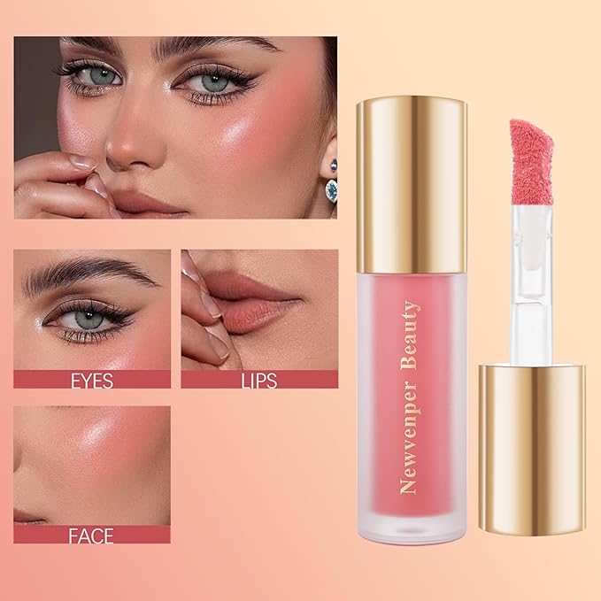 Face Blush with Brush Liquid Blush for Cheeks Long Lasting & Smooth Creamy Formula Lightweight Blush Stick Blush Wand Crystal Pink-Velvo Beauty