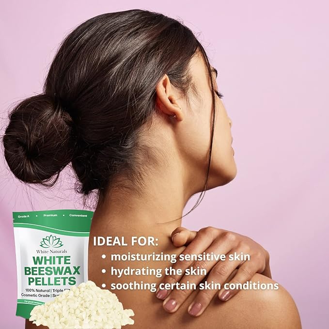 Bulk White Beeswax Pellets 5lb, Pure, Natural, Cosmetic Grade, Organic, Bees Wax Pastilles, Triple Filtered, Great For Candle Making, Soap, Food Wrap, DIY Projects Lip Balms, Lotions, and More!-Velvo Beauty