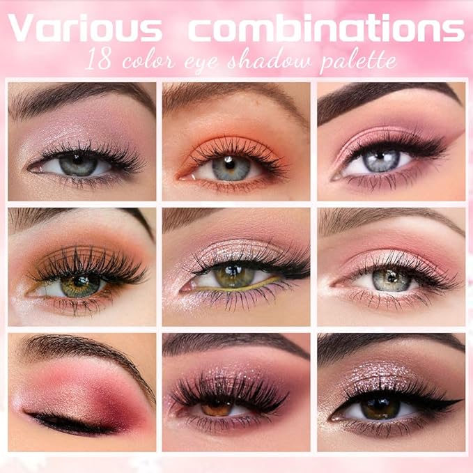 18 Girds Colorful Matte Shimmer Eyeshadow Palette for Eye Makeup,High Pigmented Eye Shadow Primers Powder Palet de sombras de ojos-Velvo Beauty