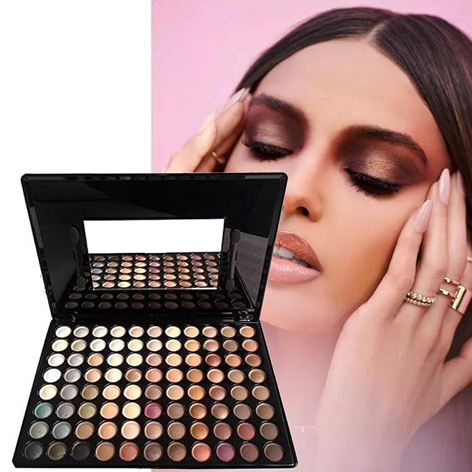 Naked Nude Eyeshadow Palette with Mirror and Eyeshadow Applicators, 88 Color Neutral Warm Matte Shimmer Eye Shadow Palette Makeup for Brown, Green, Blue, Hazel, Grey Eyes Makeup Kit for Women-Velvo Beauty