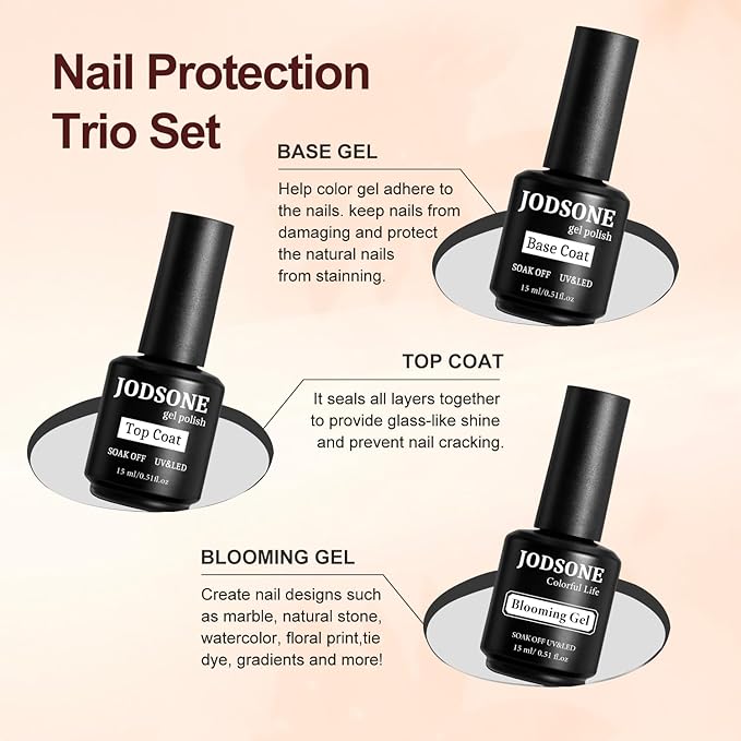 JODSONE 15 ML Blooming Gel Nail Polish Enrich Nail Life Base Coat Top Coat Solid Gel Manicure-Velvo Beauty