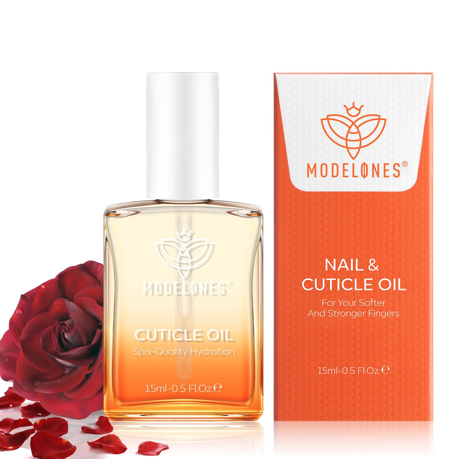 modelones Cuticle Oil for Nails Rose Nail Oil for Growth and Strength Nail Growth Oil Cuticle Care Quick Dry Nail Care Moisturize and Strengthen Damaged Nails 15ml 0.5Fl Oz-Velvo Beauty