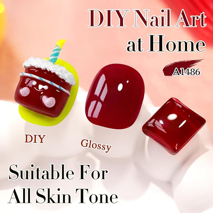 Double Rhythm Translucent Gel Polish Sheer Neutral Natural Light Milky Same Color Same Bottle 15ML Jelly UV Nail Polish Nail Art DIY at Home (Pale Burgundy-A1486)-Velvo Beauty