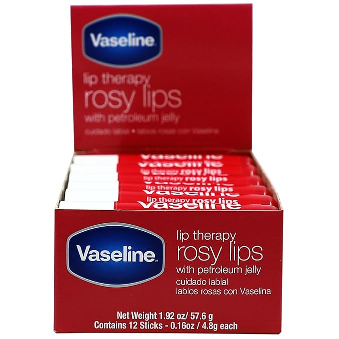 Vaseline Lip Rosy, Fast-Acting Nourishment, Ideal for Chapped, Dry, Cracked, or Damaged Lips, Lip Balm,12 Sticks, 1 Box-Velvo Beauty