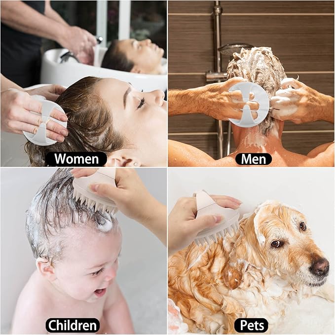 Hair Scalp Massager Shampoo Brush Hair Scrubber Washing Brush Silicone Scalp Exfoliator for Dandruff Removal- Beige-Velvo Beauty
