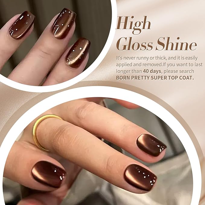 Born Pretty Cat Magnetic Eye Gel Nail Polish, Fall Winter Retro Cat Magnetic Gel, Pink Brown Blue Gray Green Magnetic Soak Off Nail Art Salon Manicure Home Gift 7ML 6PCS-Velvo Beauty