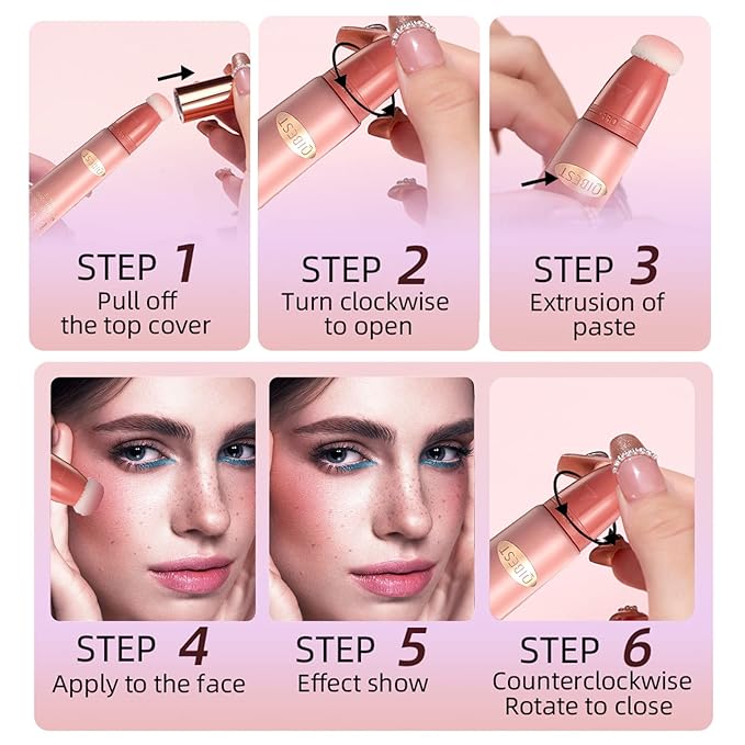 Liquid Blush Beauty Wand Matte Cream Blush Stick with Soft Cushion Applicator For Natural Cheek Tint Blendable Lightweight Long Lasting Dewy Finish makeup blush for Face(03 Plum Wine)-Velvo Beauty