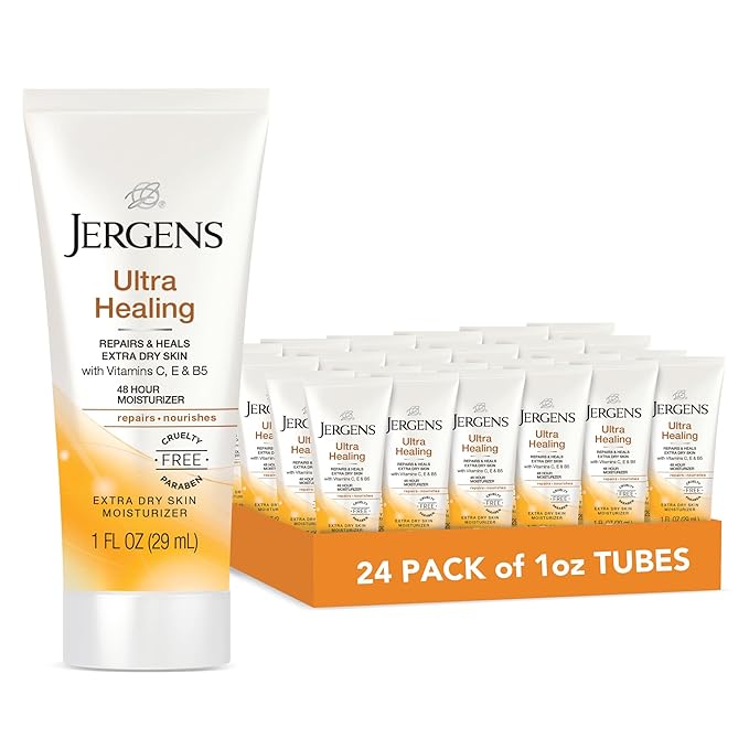 Jergens Ultra Healing Dry Skin Moisturizer, Travel Size Body and Hand Lotion, 1 Oz (Pack of 24)-Velvo Beauty