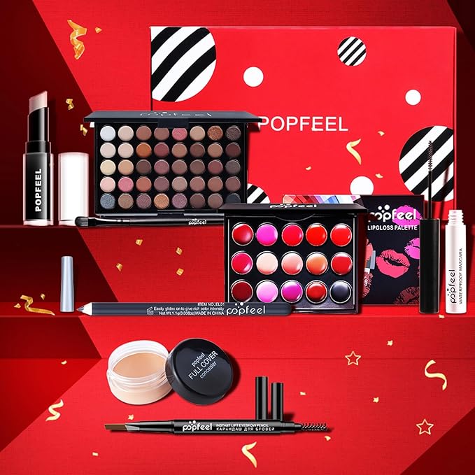 All in One Makeup Kit for Women Full Kit, Kit de Maquillaje para Mujer Included Shimmer 40 Colors Eyeshadow Palette, Brushes, Mascara, Eyeliner, Lipstick Palette, Contour Stick-Velvo Beauty