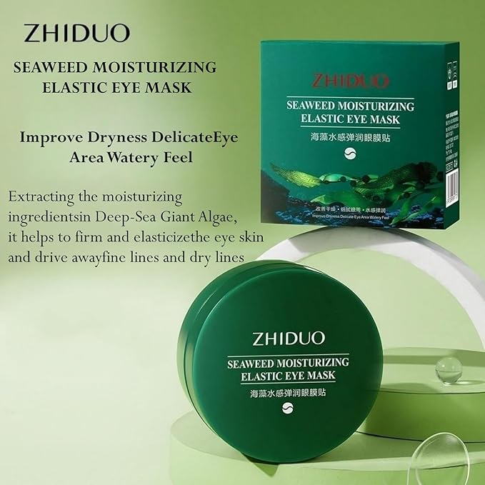 Under Eye Patches - 24K Gold Eye Mask,Moisturizing Serum for Firming, Brightening, and Relieving Eye Fatigue - Under Eye Patches for Dark Circles and Puffiness (seaweed)-Velvo Beauty
