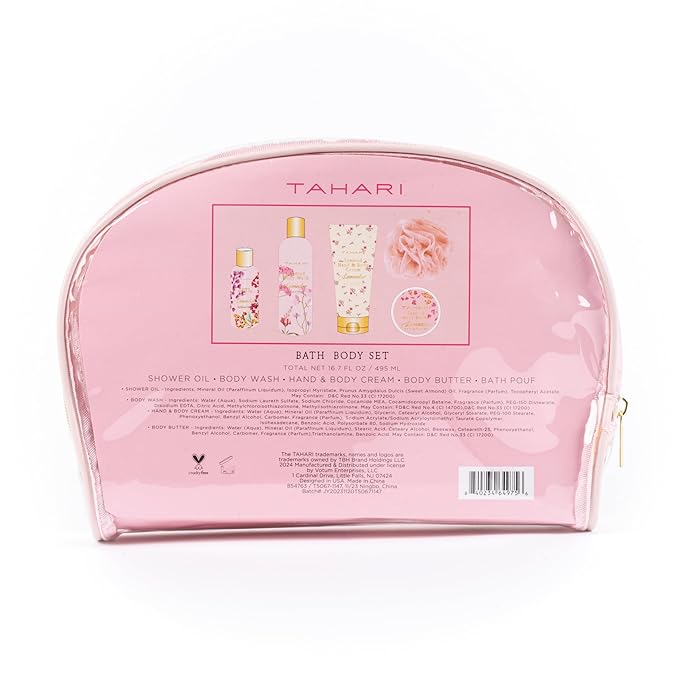 Tahari Spa Gift Set for Women, Lavender Spa Set, Bath Kit for Women Gift Set Includes Scented Body Wash, Body Lotion, Body Butter & Pouf, Lotion Gift Set for Women, Birthday Gifts For Women - (Floral)-Velvo Beauty