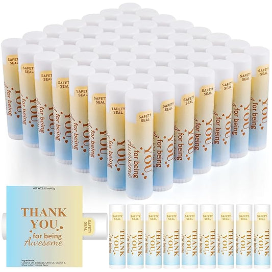 DMSKY Appreciation Gifts 60 Pcs Lip Balm Bulk, Staff Appreciation Gifts Bulk Thank You Gifts Bulk for Coworkers Teacher Worker Employee Leaving Farewell Gifts-Velvo Beauty