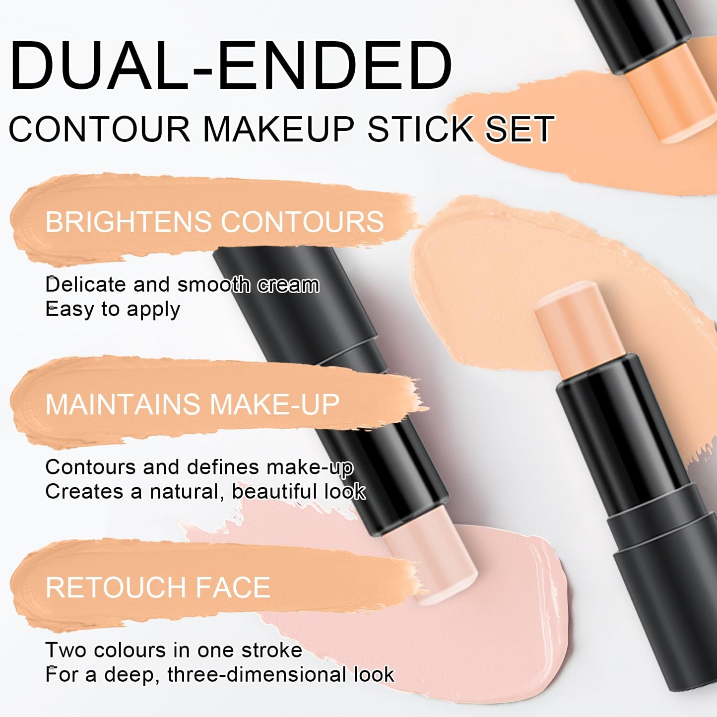 6 Colors Cream Contour Stick Makeup Kit,Shades with Highlighter and Blush Bronzer Contour Stick for Sculpt the Cheeks,Long Lasting,Waterproof,Matte & Dewy Finish for Woman (SET B)-Velvo Beauty