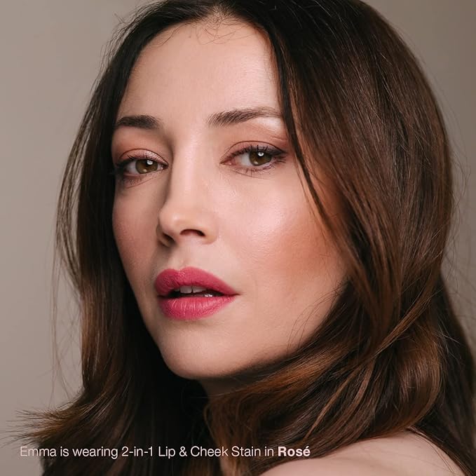 Mineral Fusion 2-in-1 Lip & Cheek Stain Rose, 0.10 fl oz, Rosey Pink hydrating, long-lasting, matte lip and cheek color-Velvo Beauty