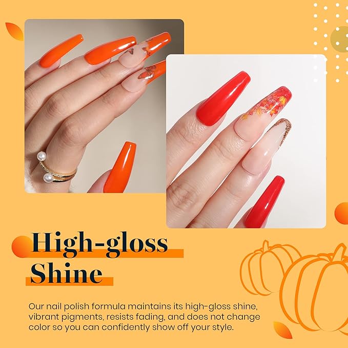 Beetles Fall Gel Polish Set, Burgundy Red Green Orange 6 Colors Gel Nail Polish Colors Sunset Leaves Soak Off Nail Art Lamp UV LED Cured Manicure Nail at Home Gifts for Women-Velvo Beauty