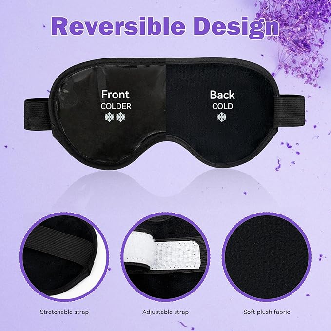 Cooling Gel Eye Mask Reusable Cold Eye Mask, Frozen Eye Mask Ice Eye Compress Ice Pack, No Freeze, Cool Relaxation, Comfort Snug Fit, Eye Cover Ice Mask with Mineral Mud for Office, Home, 2PCS-Velvo Beauty