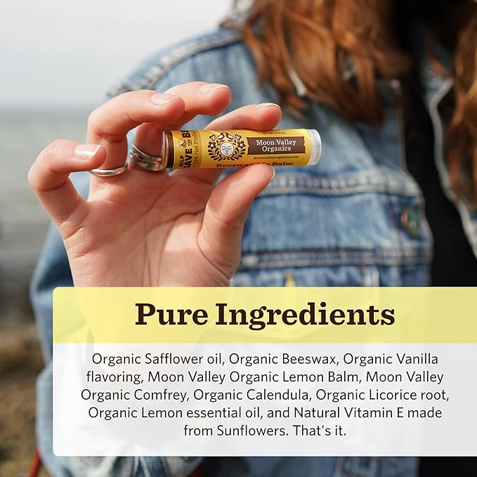 Moon Valley Organics Beeswax Lip Balm for Moisturizing Lips and Cuticles (VELVETY VANILLA, 6-Pack)-Velvo Beauty