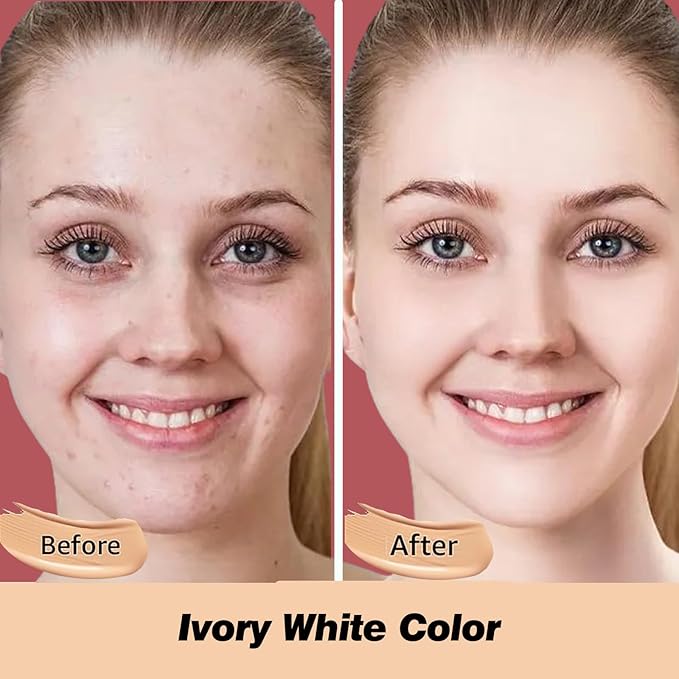 CC Cream Foundation Mushroom Head Air Cushion Face Makeup Moisturizing Concealer Waterproof Oil Control Long-Lasting Nude Makeup Even Skin Tone for All Skin Types(Ivory White)-Velvo Beauty