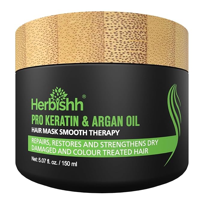 Herbishh Argan Hair Mask-Deep Conditioning & Hydration For Healthier Looking Hair- for very Dry, Weak, Stressed Out Hair, No Sulphates, No Parabens (150 ML)-Velvo Beauty
