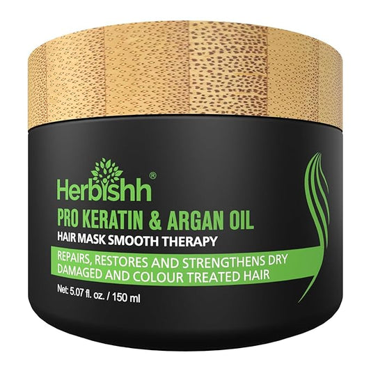 Herbishh Argan Hair Mask-Deep Conditioning & Hydration For Healthier Looking Hair- for very Dry, Weak, Stressed Out Hair, No Sulphates, No Parabens (150 ML)-Velvo Beauty