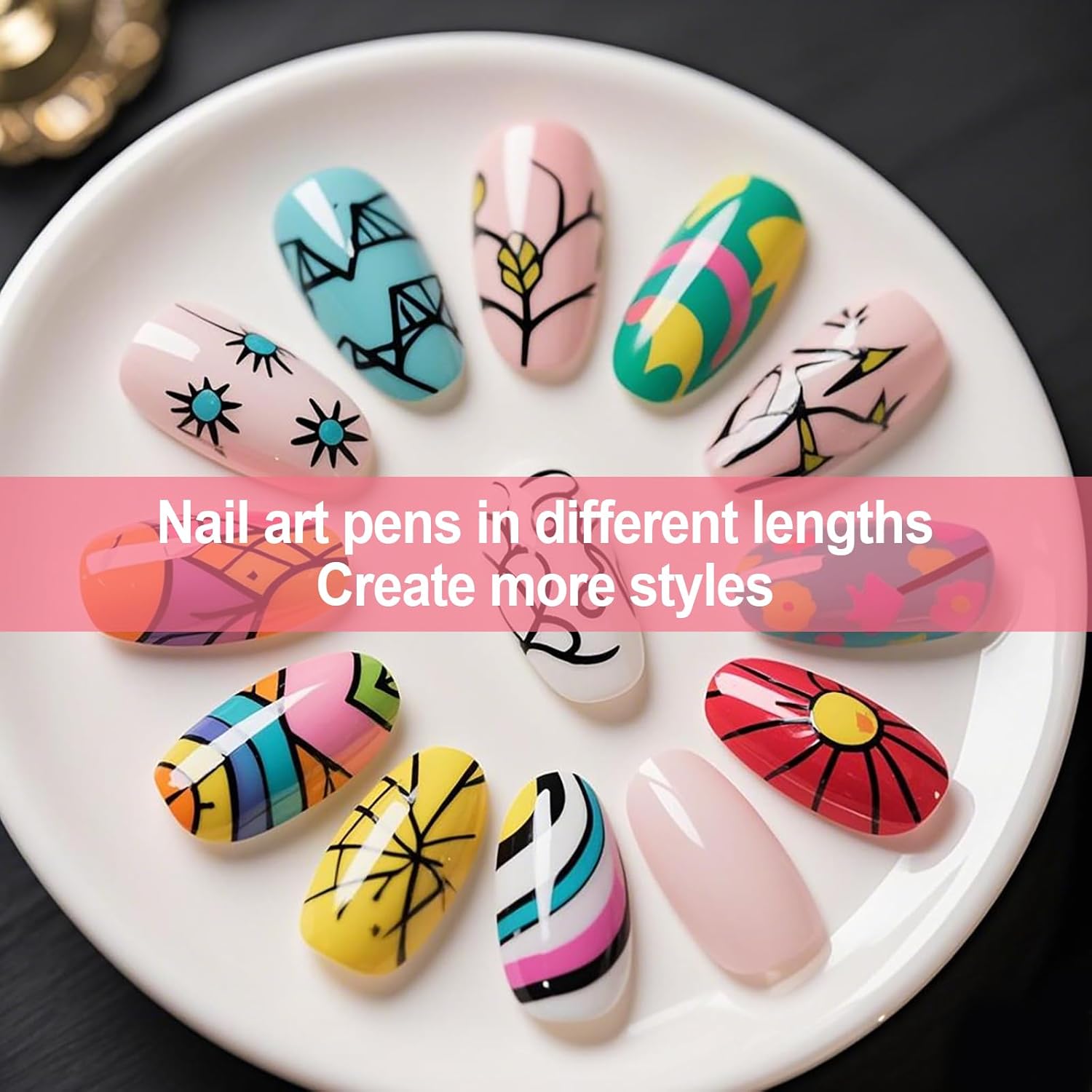 Artdone Wood Grain Nail Art Pens, Liner Brushes Set, 5PCS Brown Color Nail Tools For Long Lines, Thin Details, Fine Drawing, Liner Brush UV Gel Polish Painting Nail Design Sizes 5/12/13/20/25mm-Velvo Beauty