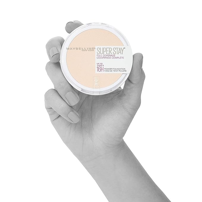 Maybelline Super Stay Full Coverage Powder Foundation Makeup, Up to 16 Hour Wear, Soft, Creamy Matte Foundation, Natural Ivory, 1 Count-Velvo Beauty