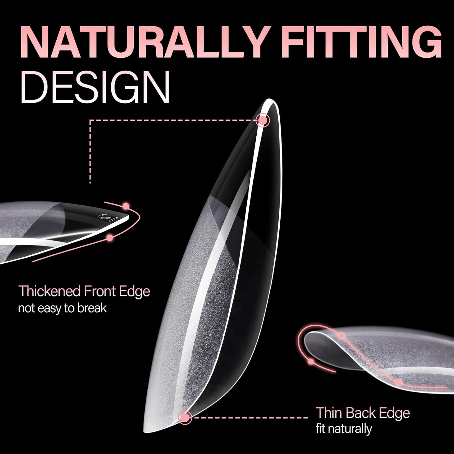 AILLSA Short Oval Nail Tips Full Cover Clear Gelly Nails Tip Half Matte Acrylic Tips Pre-Filed Fake Press on Nail Tips for Extension Home DIY Salon Manicure 216PCS 12 Sizes-Velvo Beauty