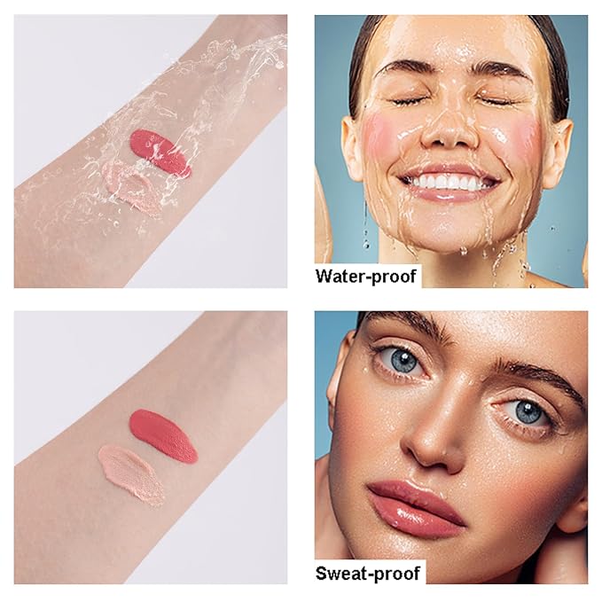 Liquid Highlighter, Liquid Blush with Face Brush Long Lasting Smooth Lightweight Smudge Proof Blush+ Highlighter-Velvo Beauty