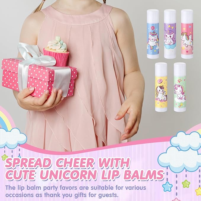 100 Pcs Unicorn Party Favors Lip Balms Bulk for Kids Birthday Party Moisturizing Lip Balm for Unicorn Themed Celebration Gifts Lip Care Products for Classroom Rewards Favor Party Supplies-Velvo Beauty