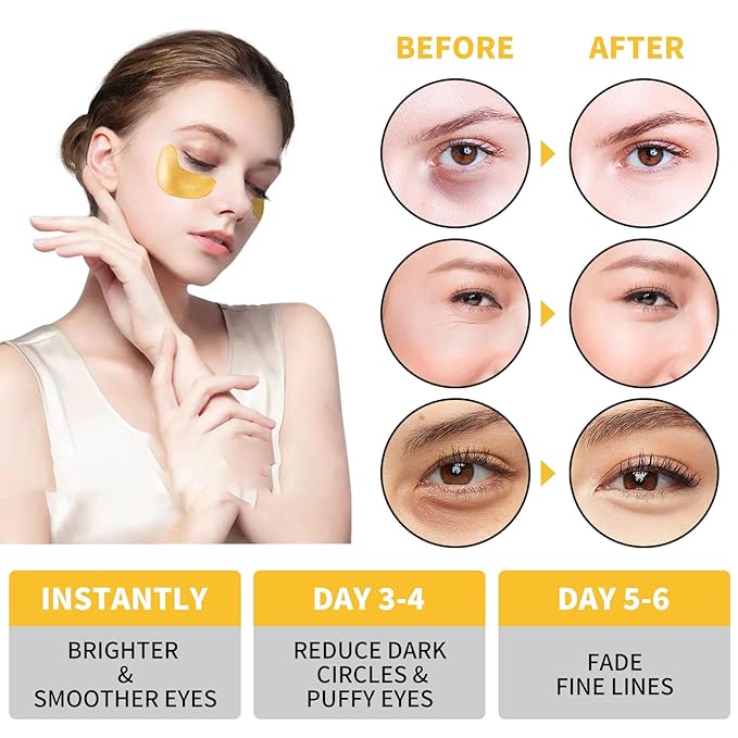 Under Eye Patches, 120 Pcs Golden Under Eye Mask, Eye Treatment Mask for Under Eye Bags, Dark Circles, Puffy Eyes, Fine Lines, Anti-Aging and Anti-Wrinkle, Collagen Eye Mask Skincare-Velvo Beauty