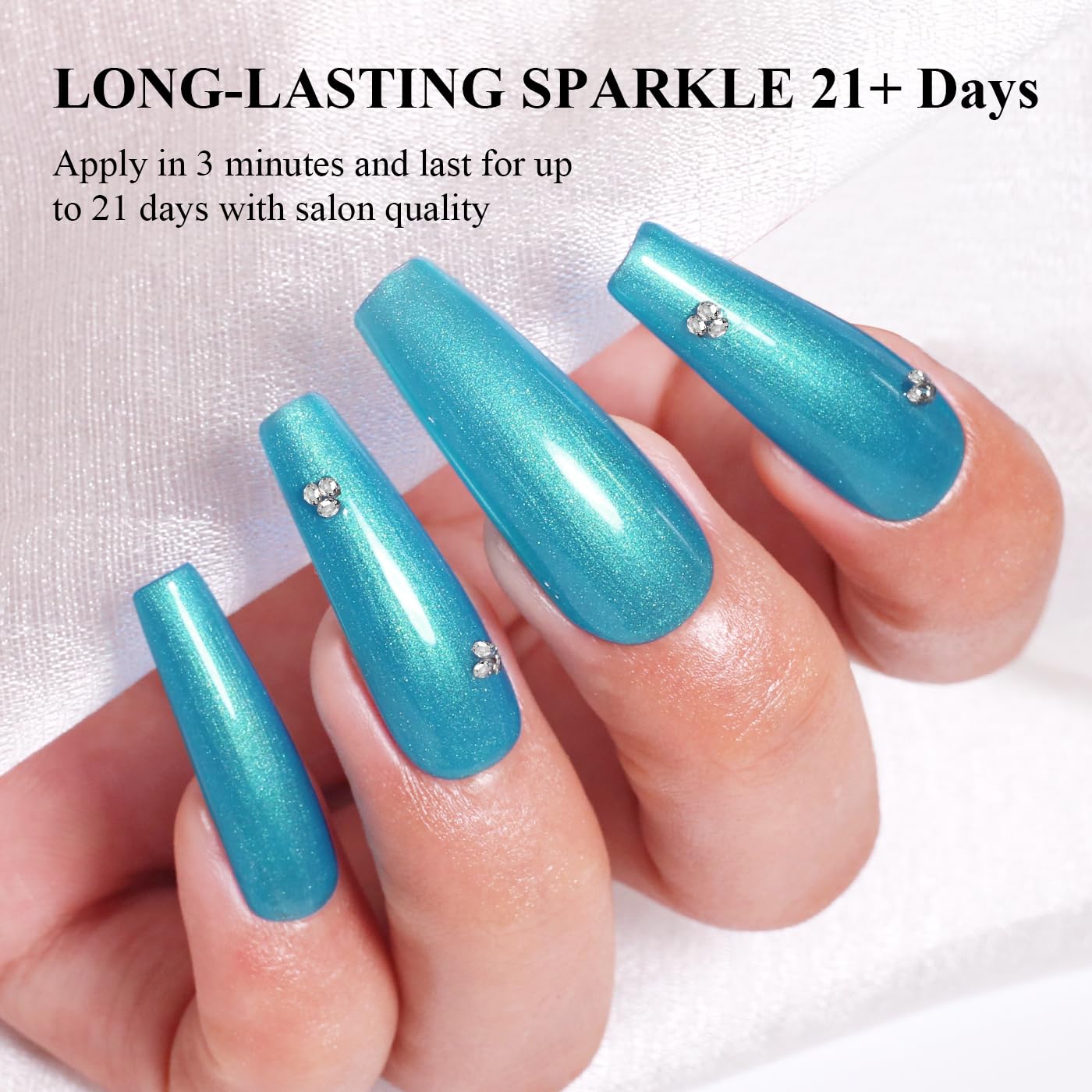 Imtiti Glitter Gel Nail Polish, Bright Blue Pearl Glitter Nail Gel Polish Diamond Shimmer Sparkle Soak Off UV LED Spring Summer Manicure 10ML-Velvo Beauty