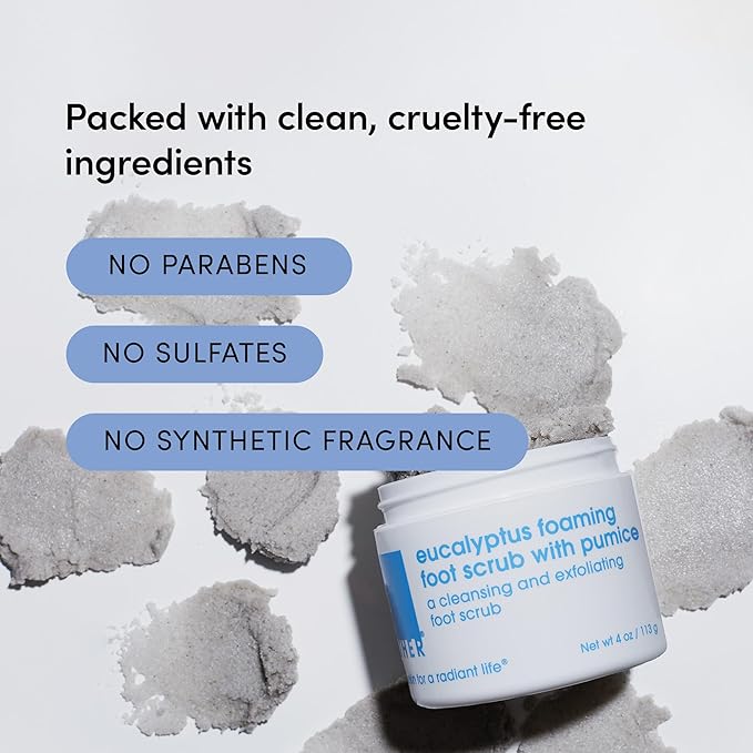 LATHER Foot Scrub with Pumice Stone - Gentle Exfoliating Foaming Foot Scrub for Skin - Cracked Heel Repair for Smooth, Soft Feet - Pedicure Foot Spa | 4 Oz-Velvo Beauty