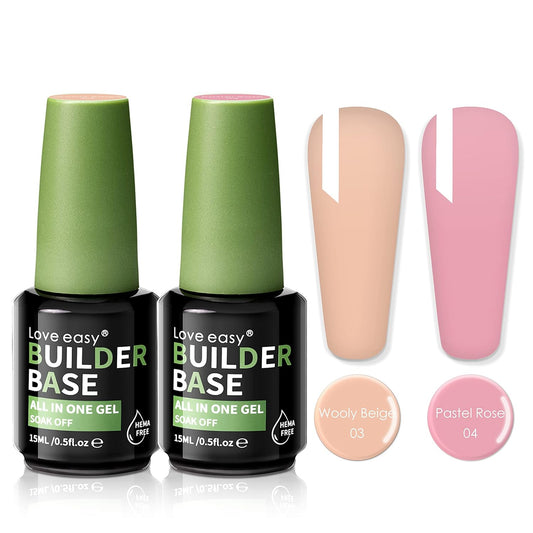 Salon-Grade Builder Gel (Wooly Beige + Pastel Rose) - Hypoallergenic Strong Base Coat | Long-Lasting Adhesion (30+ Days) for Professional Nails Gift for Women-Velvo Beauty