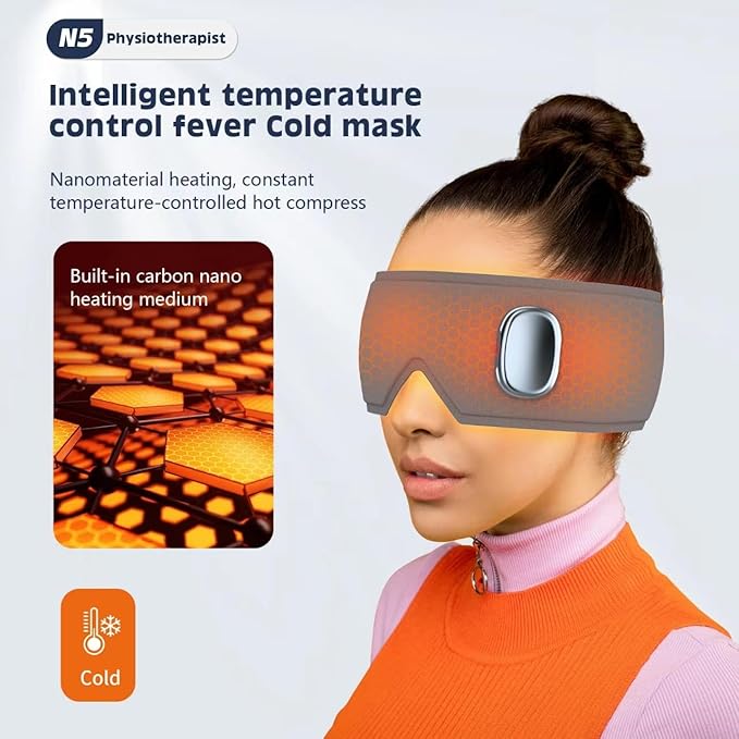 Heating or Cooling Eye Mask for Dark Circles and Eye Neck Padeye Mask Skincare and Puffiness, Intelligent Heating Physical Cooling (Gray)-Velvo Beauty