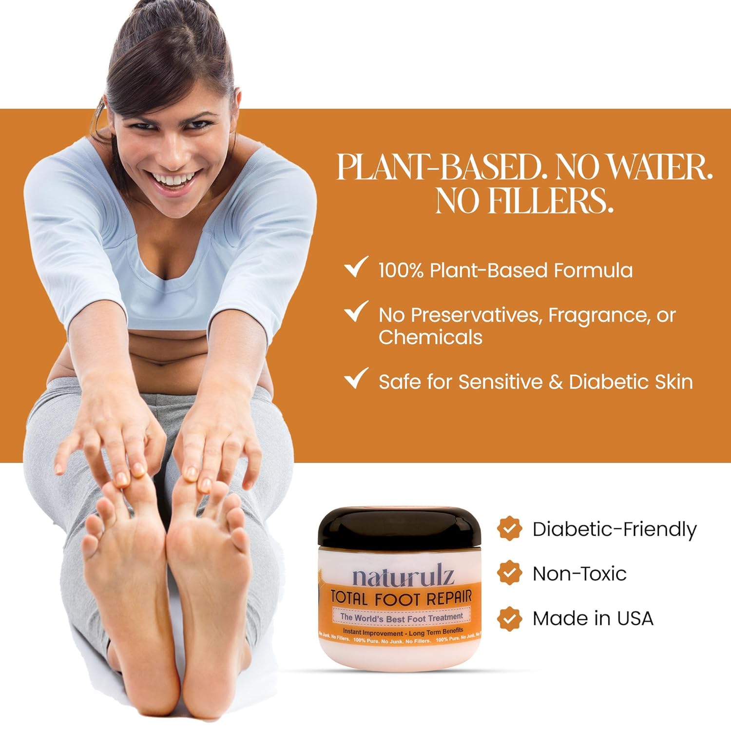 Naturulz Total Foot Repair 4oz – No Junk Foot Cream for Dry, Rough Skin & Cracked Heels, Lightweight & Compact Moisturizer for Feet, Knees, Elbows & Hands, Softens, Repairs & Smooths Cracked Skin-Velvo Beauty
