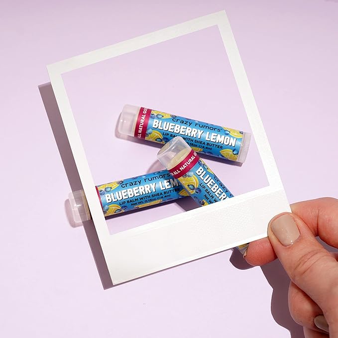 Crazy Rumors Blueberry Lemon Flavored All Natural, Plant Based Lip Balm to Moisturize and Nourish your Lips - Blueberry Lemon (3-Pack)-Velvo Beauty