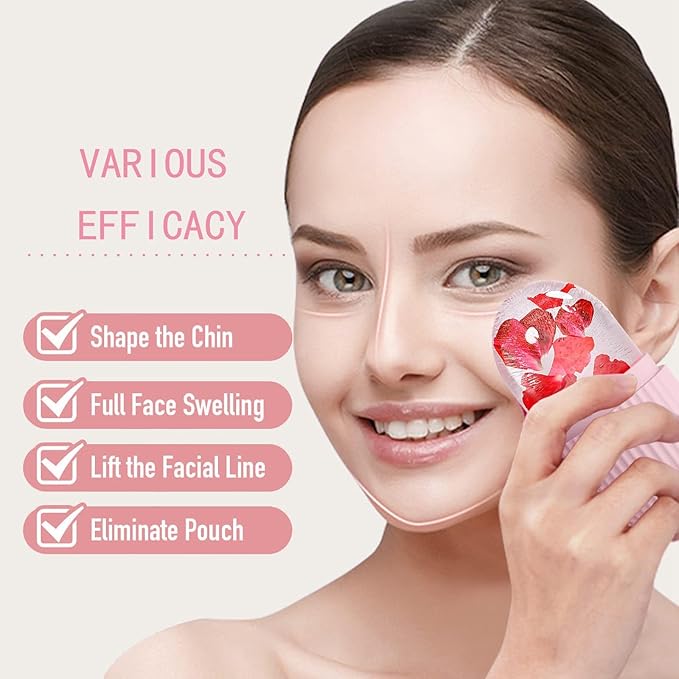 XHJRI Ice Face Roller Massager,Ice Cube Roller for Face, Eyes and Neck Naturally Conditioning and Skin Care,De-Puff Eye Bags,Reduce Migraine Pain,Reusable Massage Silicone Ice Mold (Pink White)-Velvo Beauty
