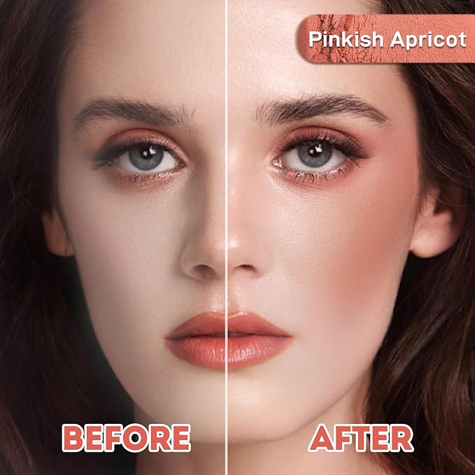 Face Blush for Cheeks Waterproof Smooth Creamy Formula, Matte Finish Buildable Lightweight Cream Blush Balm Create a Natural, Long Lasting Makeup Brightens Facial Radiance (Pinkish Apricot)-Velvo Beauty