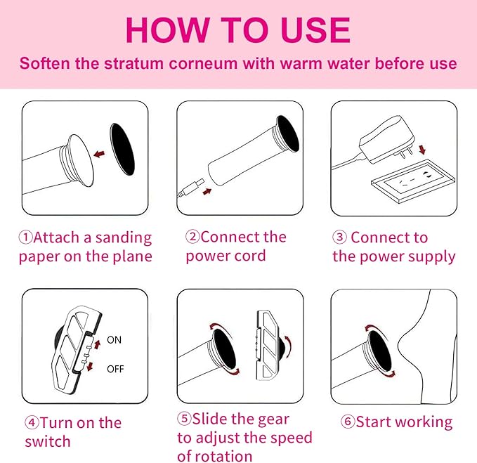 Electric Foot Callus Remover, Adjustable Foot Speed, Professional Foot Repair Tool, Equipped with 60 Pieces of Sandpaper, Suitable for Men and Women with Dead Skin calluses, Dry and Cracked, Pink-Velvo Beauty