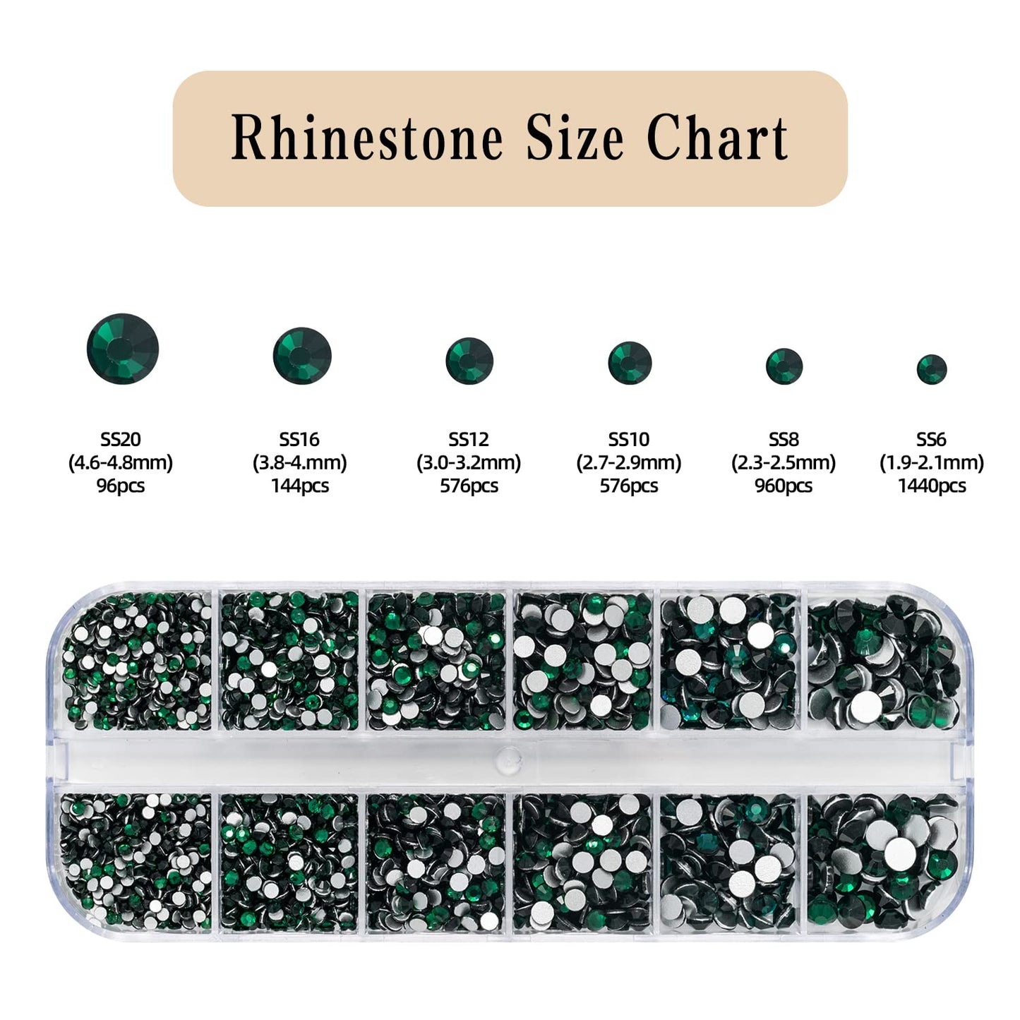 Flatback Crystal Rhinestones, 3792 Pieces Round Nail Gems Non Hot-fix Rhinestone SS6-SS20 Mixed Sizes Nail Art Rhinestones for Acrylic Nails, Crafts, Makeup, Clothes, Shoes, DIY Decorations-Velvo Beauty