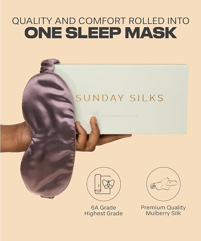 SUNDAYSILKS™ Exclusive Mulberry Silk Sleep Mask | Soft Eye Covers, Blackout Sleeping Mask for Women & Men | Silk Eye Mask for Sleep, Travel, and Relaxation | Antifaz para Dormir [Deep Muave]-Velvo Beauty