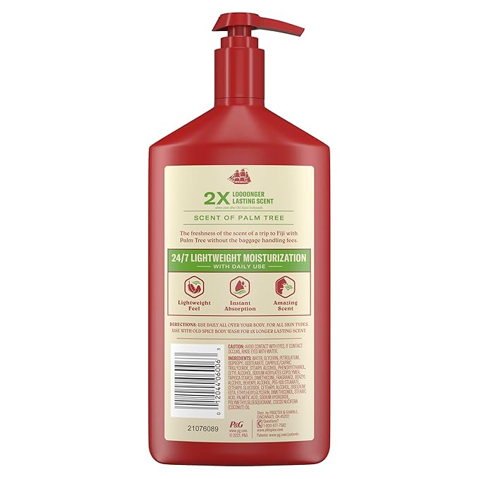 Old Spice Hand, Face & Body Lotion for Men, 24/7 Lightweight Moisturization with Amazing Scent, Instant Absorption, For All Skin Types, Fiji with Palm Tree Scent, 16 oz-Velvo Beauty