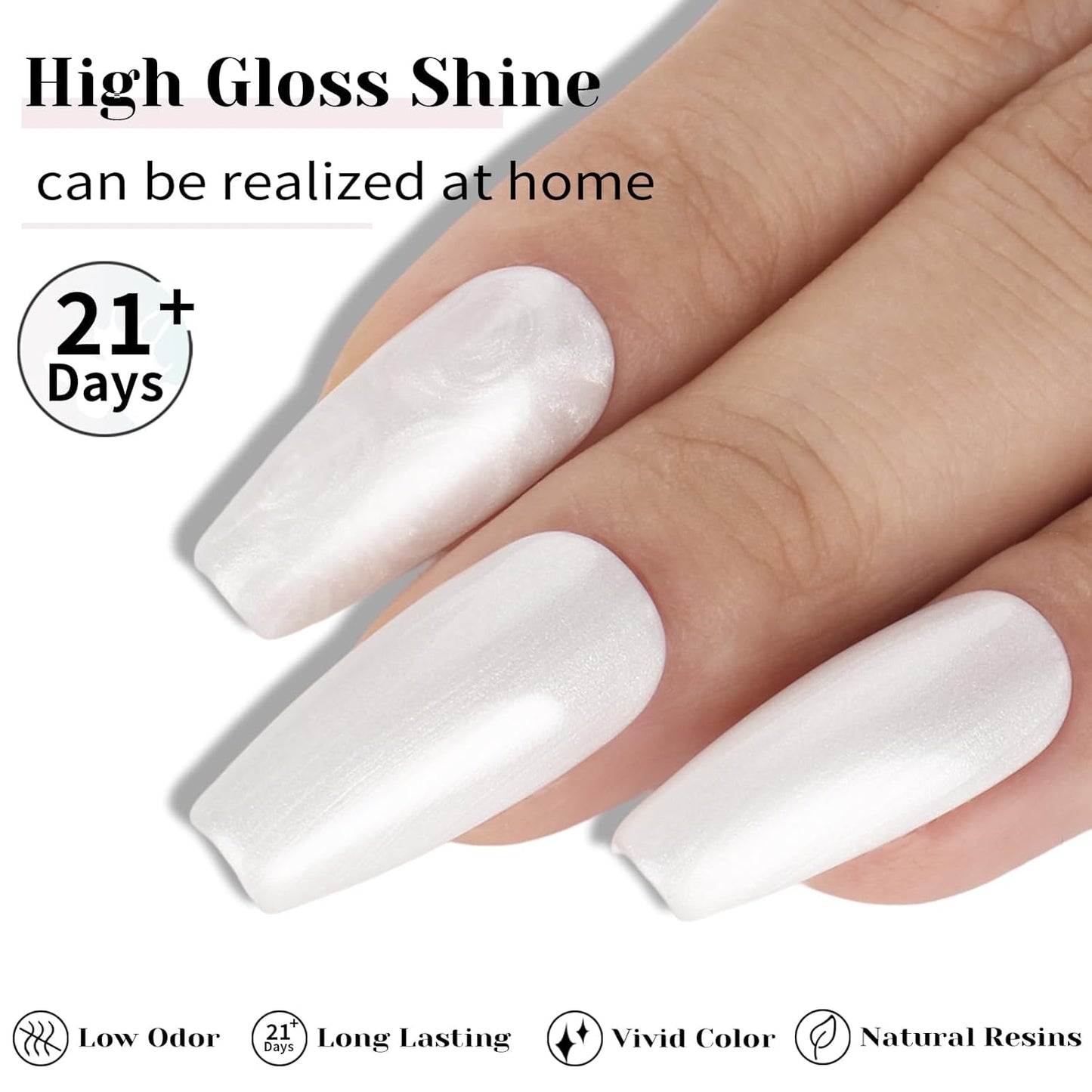 White Pearl Gel Nail Polish - 0.51 fl oz Pearl White Shimmer Gel Polish for Manicure Salon or DIY Nail Art At Home - GP0029-Velvo Beauty