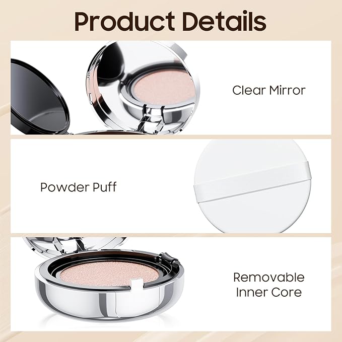 Mushroom Head Air Cushion CC Cream - BB Cream Foundation Makeup Moisturizing Concealer Long-Lasting, Cushion Foundation Full Coverage Self Adjusting (Ivory, 1 PCS)-Velvo Beauty
